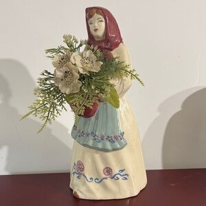 Rare 1940 Weil Ware figurines Handcrafted Ceramic Figurine with Floral Bouquet
